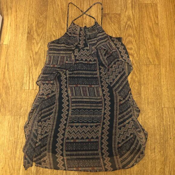 BCBGMaxAzria Aztec Ruffle Spaghetti Strap Slip Dress Size XS - Picture 4 of 14